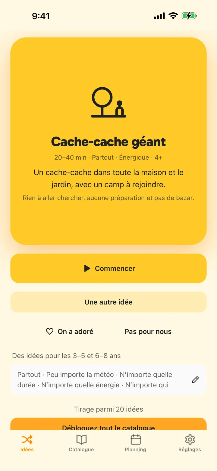 Secouez pour une idée adaptée